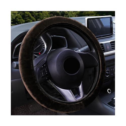 Augeny Fuzzy Car Steering Wheel Cover, Anti-Slip Soft Plush Steering Wheel Protector, 15 Inch Elastic Wheel Covers, Universal Vehicle Interior Winter Warm Accessories for Men Women (Coffee) - color: Coffee