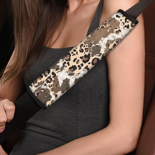 Dolyues Cheetah Seat Belt Cushion Shoulder Strap Cow Leopard Print Cute Seatbelt Covers for Women Universal Fit for SUV Truck Sedan Car Accessories 2 PCS - color: Cow Leopard Print