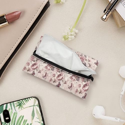 Butterfly Car Tissue Bags, Travel Tissue Bags Mini Daily Items Organizer Pouch Car Tissue Packs - color: Butterfly01