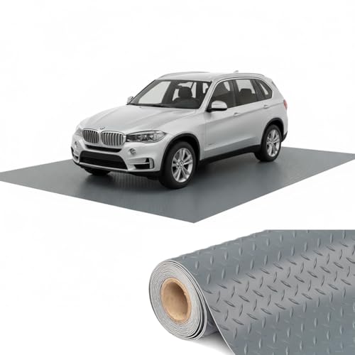 Garage Floor Mat, PVC Flooring Roll Thickened Garage Mats, Heavy Duty Parking Mat Waterproof Nonslip Floor Protector for Car, Trailer, SUV, Basement, Gym (Grey) (8 Feet x 12 Feet)