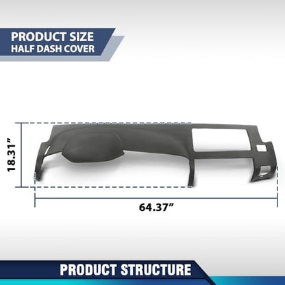 PIT66 TPE Dash Cover Dashboard Bezel Fit Chevy Silverado (LS, LT, or Work Truck ONLY)/ GMC Sierra 2007-2013 (SL, SLE, or Work Truck ONLY),Fit Dual Glovebox Style Dashes Only Gray - size: 2007-2013 Silverado/Sierra(Gray)