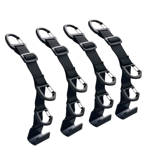 Car Headrest Hooks, Backseat Storage Organizer Hangers, Universal Vehicle Seat Back Hooks, 4 Pack - color: Black