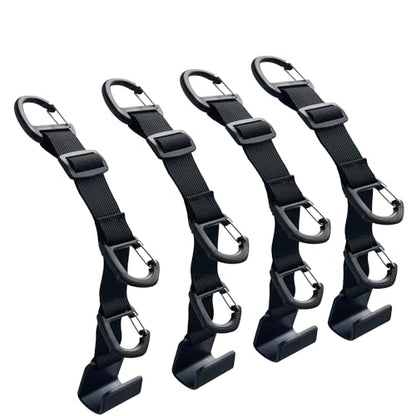 Car Headrest Hooks, Backseat Storage Organizer Hangers, Universal Vehicle Seat Back Hooks, 4 Pack - color: Black