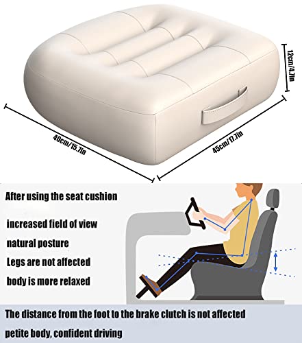 Adult Car Booster Seat Cushion/office chair cushion with Carry Handle Angle Lift Seat Cushion Imitation PU breathable fabric More comfortable and beautiful,for/car/office/wheelchair seat cushion/milky - color: Milky White