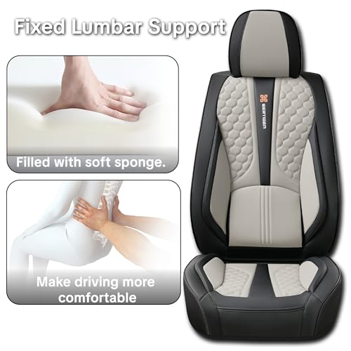 for Nissan Rogue 2008-2026 Car Seat Covers, Black and Gray Car Seat Covers, Premium Leather, 5 Piece Full Set, Anti-Slip, Waterproof, Suitable for All Seasons - color: Luxury_Black and Gray