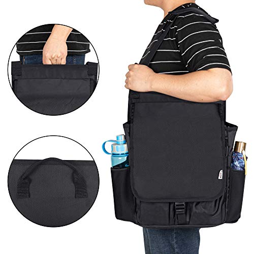 LUXJA Car Front Seat Organizer with Cover and Laptop Sleeve, Car Seat Organizer with Back Adjustable Straps, Black - color: Black