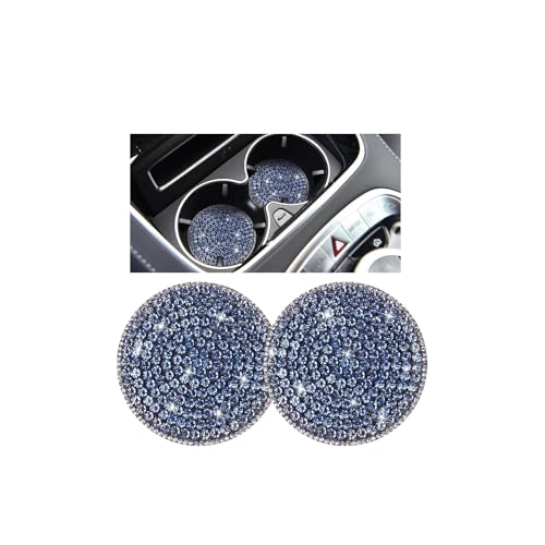 Bling Car Cup Holder Coaster, 2PCS 2.75 Inch Crystal Rhinestone Anti Slip Vehicle Drink Cup Mat for Women Girls, Auto Interior Embedded in Ornaments. Universal for SUV RV Truck (Light Blue) - color: Light Blue