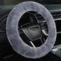 Fuzzy Wool Sheepskin car Steering Wheel Cover for Girls Women Men,Fluffy Soft Protector for Universal Steering Wheel 14 1/2-15 1/2inchs, Anti-Slip,Comforting Luxurious(Blue Grey)