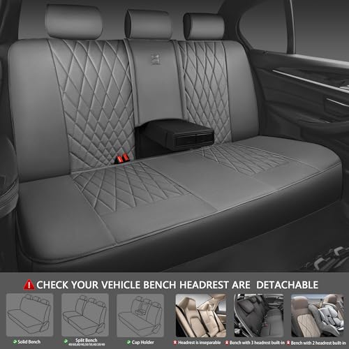 CAR PASS Piping Luxury Leather Seat Covers Full Set,5 Seats Anti-Slip Waterproof Seat Covers Compatible with Front Armrests,Universal Fit for Sendans, Suvs,Vans,Trucks,Airbag Compatible,Pure Gray - color: Pure Gray, size: Full Set