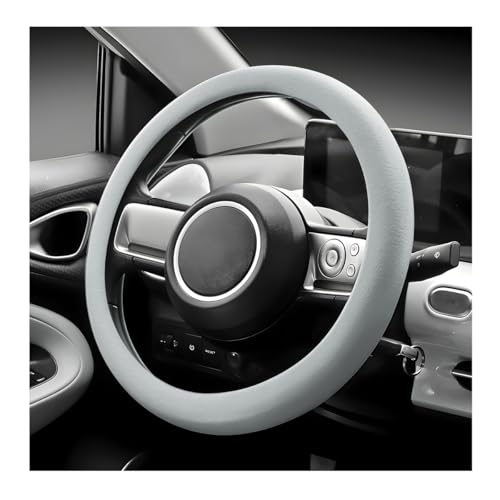 Car Steering Wheel Cover, 13 to 14 Inches Non-Slip Soft Silicone Steering Wheel Protector, Stretchable Elastic Steering Wheel Cover Fits Most Cars for Men and Women (Gray) - color: Gray