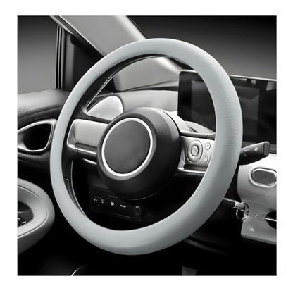 Car Steering Wheel Cover, 13 to 14 Inches Non-Slip Soft Silicone Steering Wheel Protector, Stretchable Elastic Steering Wheel Cover Fits Most Cars for Men and Women (Gray) - color: Gray