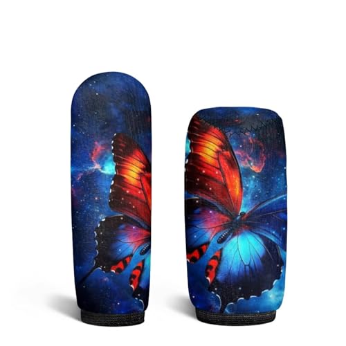 AFPANQZ Car Gear Shift Knobs Covers with Hand Brake Cover Sleeve 2 Piece Set Butterfly Starry Cloud Print Car Hand Brake Cover for Women Men, Car Accessories for Women Men - color: Butterfly Starry Cloud