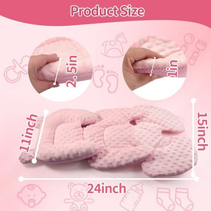 3in1 Reversible Carseat Head Body Support Newborn,3D Minnky Infant Car Seat Insert,Extra Soft Breathable Baby Car Seat Pillow Cushion Boys Girls,fit Stroller,Bouncer,Swing(Pink) - color: Pink