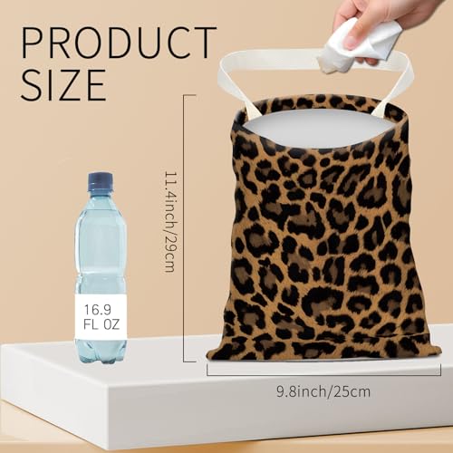 Hanging Car Garbage Bag, Cute Car Trash Can Bag, Automotive Accessories for Women Men Cute Black Brown Leopard - color: Cute Black Brown Leopard
