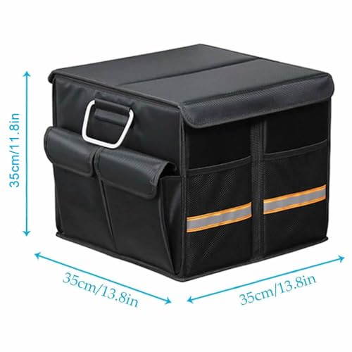 Tianle Car Trunk Organizer - Collapsible Trunk Organizer with Foldable Cover Aluminium Alloy Handle Reflective Strip for Auto, SUV, Truck, Minivan (S Black) - color: S Black