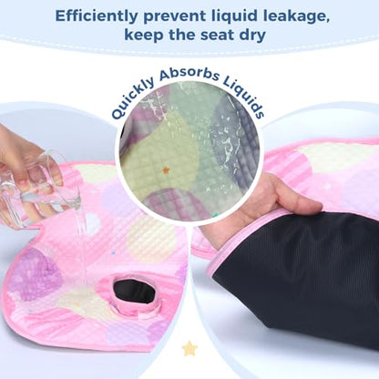 COOLBEBE Piddle Pads Car Seat Protector for Potty Training, 2 Pack Dry Waterproof Car Seat Liner Toilet Training & Strap Covers for Baby Toddler Kid, Car Seat Pad Cover for Strollers, Carseat (Pink)