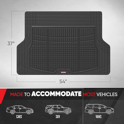 Motor Trend Premium FlexTough All-Protection Cargo Mat Liner – w/Traction Grips & Fresh Design, Heavy Duty Trimmable Trunk Liner for Car Truck SUV, Black (OF-985-BK) - color: Black