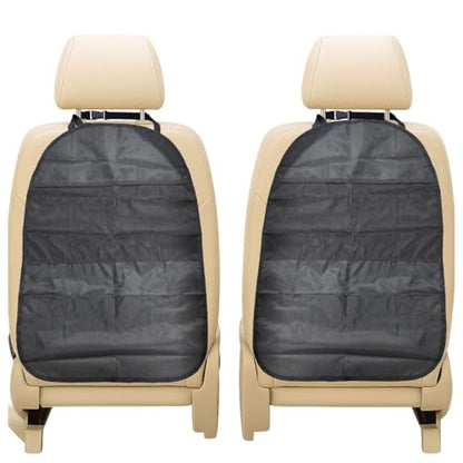 2PCS Kick Mat Back Seat Protector, Waterproof Car Backseat Cover for Kids with 2 Storage Mesh Pockets, Universal Vehicle Seat Back Organizer Protect from Dirt and Mud