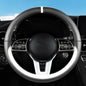 Car Leather Steering Wheel Cover - Panapi Material, Universal 14.5-15 Inch Leather Anti-Slip Breathable Auto Steering Wheel Covers for Men Women (Nappa Leather - Black & White) - color: Nappa Leather - Black & White
