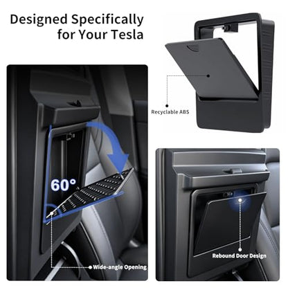 Armrest Hidden Storage Box for Tesla Model Y (2020-2024) & Model 3 (2016-2023), Center Console Armrest Secret Compartment, Not for Model Y Juniper(2025/26) & Model 3 Highland (2024/25/26)