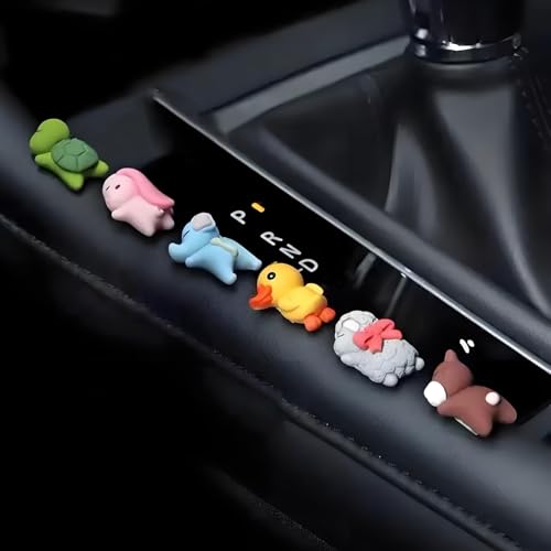 Cute Car Interior Accessories Dashboard Decorations, Set of 6 Cute Animals Car Dash Decor Rearview Mirror Ornament for Women Girl Home Garden Office