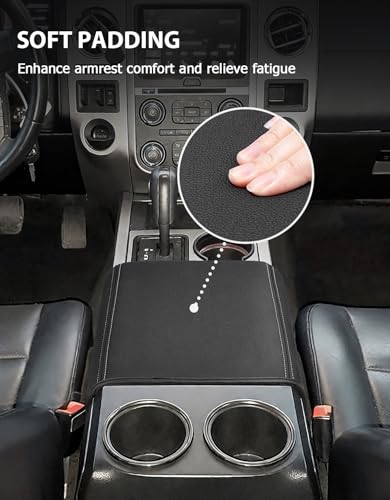 Center Console Cover for Ford F150 XL XLT 2004-2014, Expedition 2007-2014, Lincoln Mark LT 2006-2008, PU Leather Armrest Lid Protector, Anti-Scratch, Gray Stitches (Fits Bucket Seat Console Only) - size: Bucket Seat, 04-14 F150 XL XLT, gray stitch
