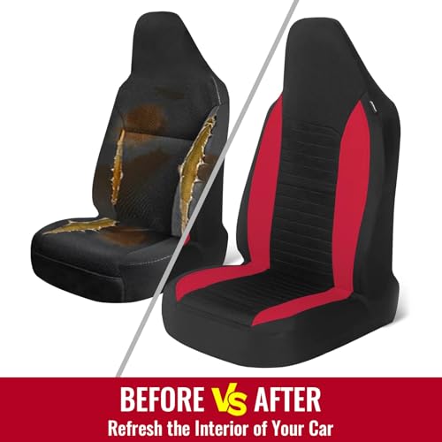AUTOYOUTH Car Seat Covers - Achieve The Perfect Combination of Style and Protection with Universal Fit for Sedan, Truck, SUV - Black Red - color: Black & Red