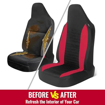 AUTOYOUTH Car Seat Covers - Achieve The Perfect Combination of Style and Protection with Universal Fit for Sedan, Truck, SUV - Black Red - color: Black & Red