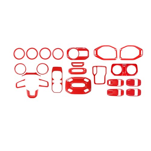 RT-TCZ for Wrangler JL Interior Trim Kit Compatible with Jeep Wrangler JL JLU Gladiator JT 2018-2023 Red Interior Accessories 23pcs - color: Red
