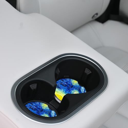 The Stars Car Coasters Pack of 2,Absorbent Ceramic Car Coasters Set for Women/Men,Drink Cup Holder Coasters,with A Finger Notch for Easy Removal - color: The Stars