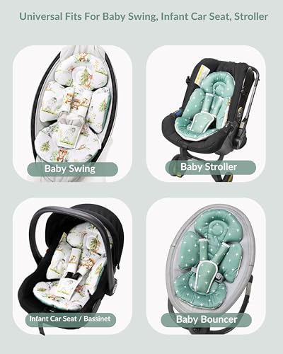 Generic Infant Car Seat Insert Compatible with Mamaroo Swing & Graco Swing and Infant Car Seat, Newborn Insert Baby Head Body Support, Reversible Design, Breathable Soft Fabric, 1Pcs - Green Woodland - color: Green Woodland