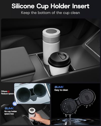 Center Console Organizer Tray for Tesla Model Y Juniper 2026 2025 (Premium & Performance), 8PCS - PC Material & Silent Silicone Armrest Storage Box Bottom Liners Wireless Charging Pad Cup Holder - size: Model Y Juniper
