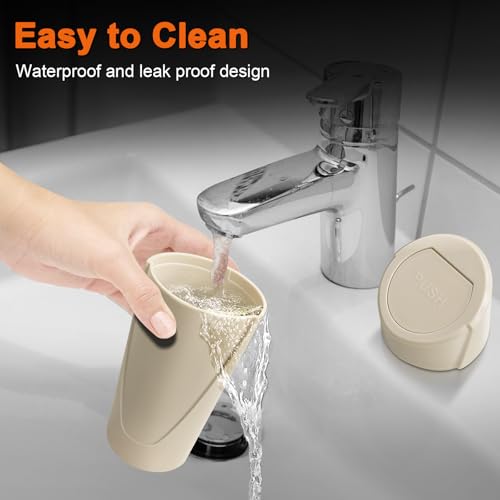 Car Trash Can, 2 Packs Mini Car Trash Bin with Lid, Leakproof Cup Holder Car Garbage Can with 60 Trash Bags, Vehicle Front Back Seat Organizers and Storage for Car, Home, Office, Beige - color: Beige