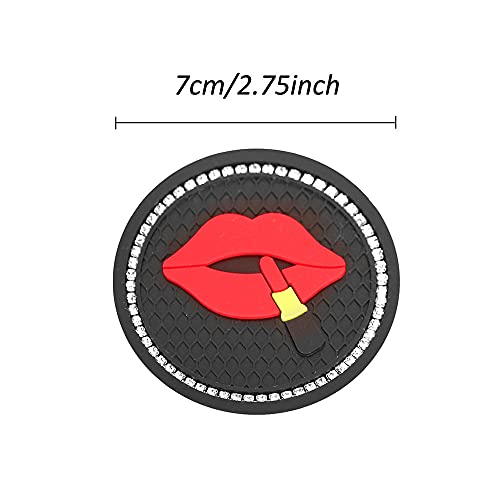 Bling Cup Holder Insert Coasters, 2.75 Inch Crystal Rhinestone Rubber Pad, Round Auto Drink Coaster, Car Interior Accessories, 2 Pack