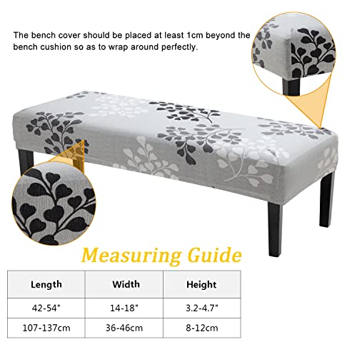 Fuloon Stretch Dining Bench Cover, Anti-Dust Removable Bench Slipcover Washable Seat Cushion Protector for Bedroom, Kitchen, Hotel, Banquet (Gray-Black) - color: Gray-black