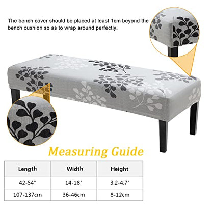 Fuloon Stretch Dining Bench Cover, Anti-Dust Removable Bench Slipcover Washable Seat Cushion Protector for Bedroom, Kitchen, Hotel, Banquet (Gray-Black) - color: Gray-black