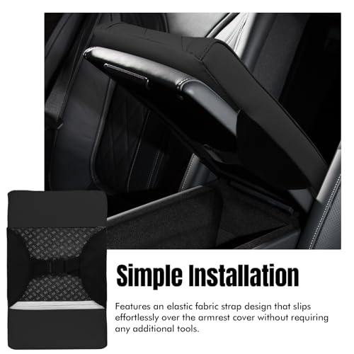 Hovom Car Center Console Armrest Pillow, 12.6"×7.87"×1.97" Leather Arm Rest Cover for Cars, Soft Comfortable Auto Armrest Cushion Pad, Vehicle Middle Console Cover, Car Accessories (Black) - color: Black