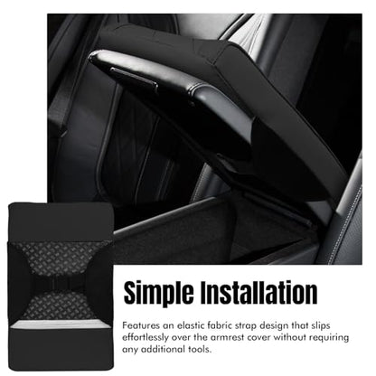 Hovom Car Center Console Armrest Pillow, 12.6"×7.87"×1.97" Leather Arm Rest Cover for Cars, Soft Comfortable Auto Armrest Cushion Pad, Vehicle Middle Console Cover, Car Accessories (Black) - color: Black