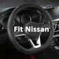 Flat Bottom Car Steering Wheel Cover for Nissan,D Shaped Steering Wheel Cover for Rogue,Altima,Kicks (Black-Standard Size)