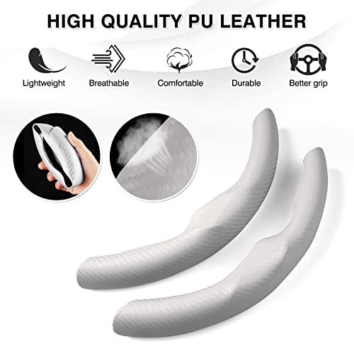 Canvcle Steering Wheel Cover for Tesla Model 3/Y 2016-2025 2026 Highland/Juniper Accessories Carbon Fiber Steering Wheel Cover Protector Non-Slip, Comfortable, Breathable, Model 3/Y Accessories, White