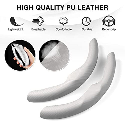 Canvcle Steering Wheel Cover for Tesla Model 3/Y 2016-2025 2026 Highland/Juniper Accessories Carbon Fiber Steering Wheel Cover Protector Non-Slip, Comfortable, Breathable, Model 3/Y Accessories, White