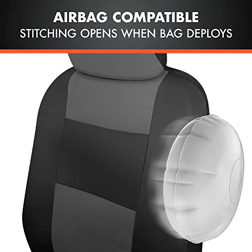 BDk Faux Leather Car Seat Cover Full Set - Front & Rear Split Bench Charcoal Seat Covers For SUV & Truck Seat Covers, Airbag Compatible - Protective Seat Covers for Car Seats & Car Accessories - color: Charcoal