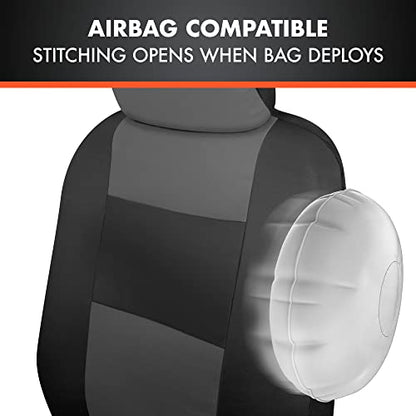 BDk Faux Leather Car Seat Cover Full Set - Front & Rear Split Bench Charcoal Seat Covers For SUV & Truck Seat Covers, Airbag Compatible - Protective Seat Covers for Car Seats & Car Accessories - color: Charcoal