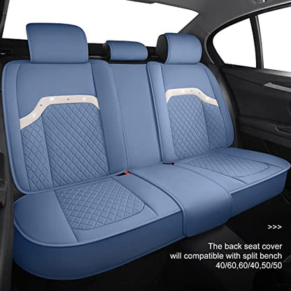 Diamond Bling Seat Covers for Women Waterproof Leather Universal for Nissan Altima Rogue Murano Xterra Frontier Honda Civic Toyota Camry Kia Soul Chevy Malibu Lexus(Full Set, Blue) - color: Full Set/Blue-Sparkly