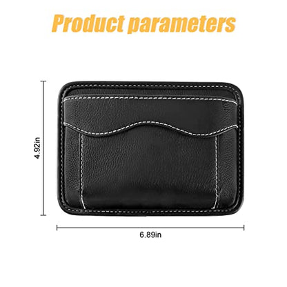 Car Seat Side Pocket Organizer, PU Leather Mini Storage Bag for Auto Door Window Console, Pen Phone Holder Tray Pouch Vehicle Seat Gap Filler for Organize Document, Registration, Notepad (Black)