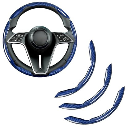 3-Piece Carbon Fiber Steering Wheel Cover, Anti-Slip & Segmented Thin Design for Comfort Grip, Universal Fit 99% Cars SUV Truck,Blue - color: Blue