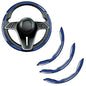 3-Piece Carbon Fiber Steering Wheel Cover, Anti-Slip & Segmented Thin Design for Comfort Grip, Universal Fit 99% Cars SUV Truck,Blue - color: Blue