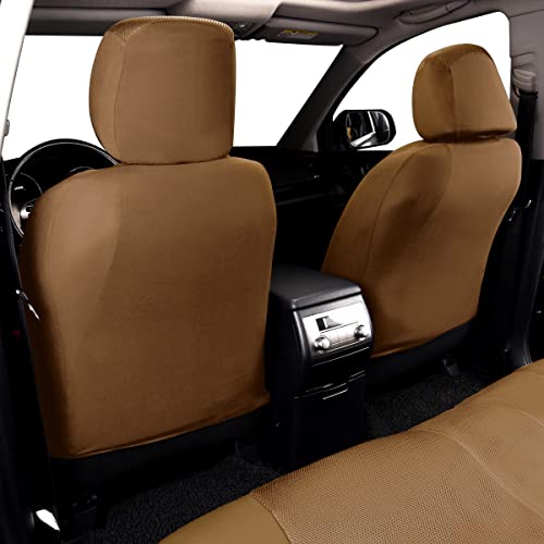 Flying Banner car seat Covers Full Set Faux Leather Air Mesh Breathable Man Lady Airbag Compatible Rear Bench Split 40/60 50/50 60/40 Truck Pick Up (Full Set - Low Back, Solid Beige) - color: Solid Beige
