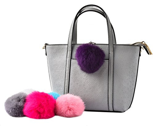 Cute Faux Rabbit Fur Ball Pom Pom Keychain Car Key Ring Handbag Tote Bag Pendant Purse Charm - color: Purple