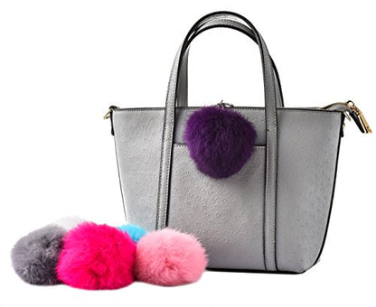 Cute Faux Rabbit Fur Ball Pom Pom Keychain Car Key Ring Handbag Tote Bag Pendant Purse Charm - color: Purple